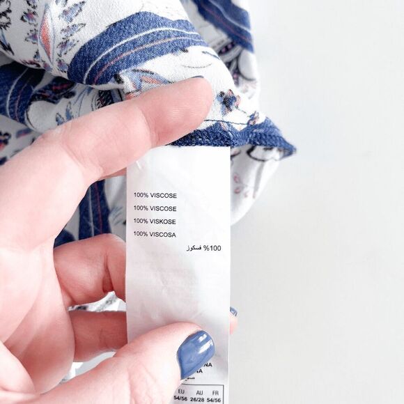 Love & Legend Women's Paisley Asymmetrical Hem Dress Blue White Size 3X Plus - Picture 4 of 6